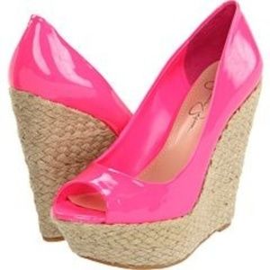 Jessica Simpson - Neon pink patent wedges 6.5